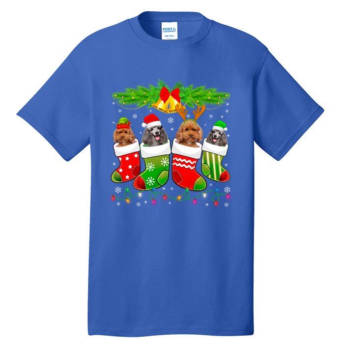 Cute Poodle Dog In Sock Christmas Santa Xmas Dog Gift Tall T-Shirt