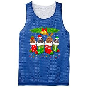 Cute Poodle Dog In Sock Christmas Santa Xmas Dog Gift Mesh Reversible Basketball Jersey Tank