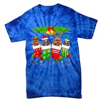 Cute Poodle Dog In Sock Christmas Santa Xmas Dog Gift Tie-Dye T-Shirt