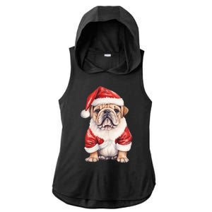 Christmas Pug Dog Cute Holiday Ladies PosiCharge Tri-Blend Wicking Draft Hoodie Tank