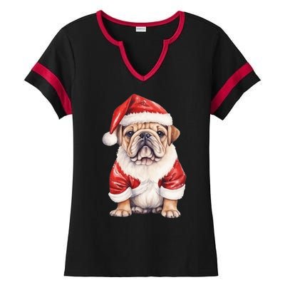 Christmas Pug Dog Cute Holiday Ladies Halftime Notch Neck Tee