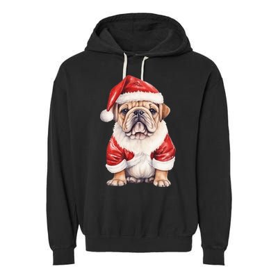 Christmas Pug Dog Cute Holiday Garment-Dyed Fleece Hoodie
