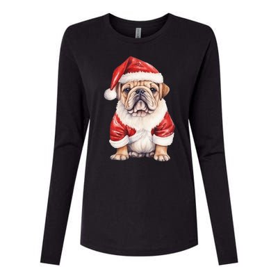 Christmas Pug Dog Cute Holiday Womens Cotton Relaxed Long Sleeve T-Shirt