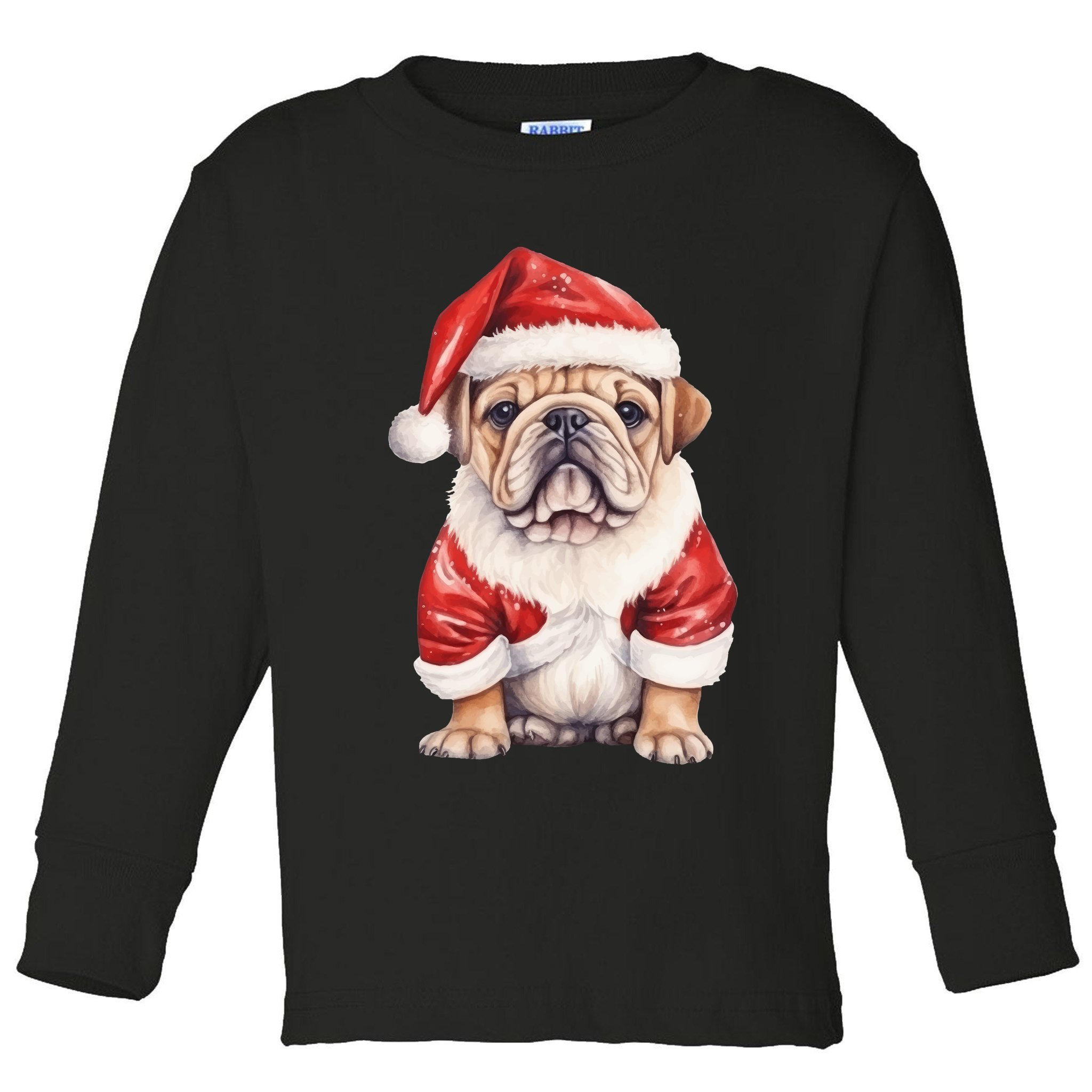 Christmas Pug Dog Cute Holiday Toddler Long Sleeve Shirt