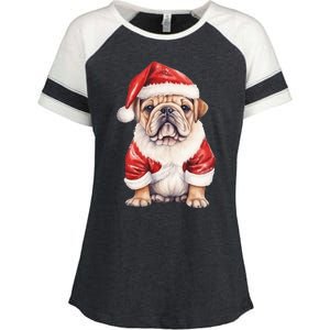 Christmas Pug Dog Cute Holiday Enza Ladies Jersey Colorblock Tee