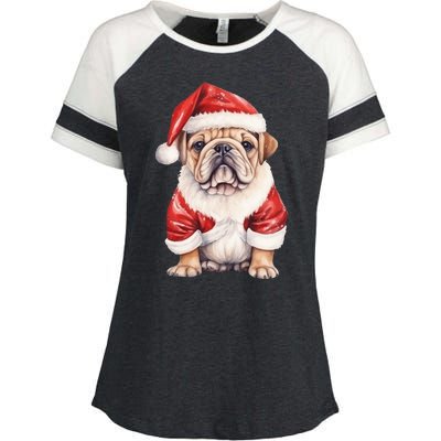 Christmas Pug Dog Cute Holiday Enza Ladies Jersey Colorblock Tee