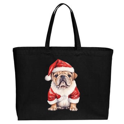 Christmas Pug Dog Cute Holiday Cotton Canvas Jumbo Tote