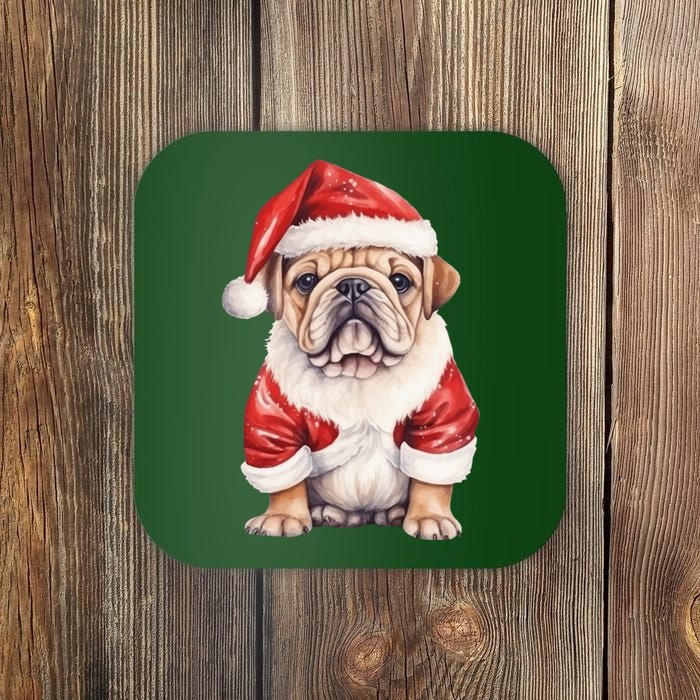 Christmas Pug Dog Cute Holiday Coaster