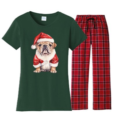 Christmas Pug Dog Cute Holiday Women's Flannel Pajama Set