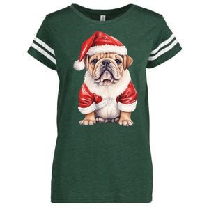 Christmas Pug Dog Cute Holiday Enza Ladies Jersey Football T-Shirt