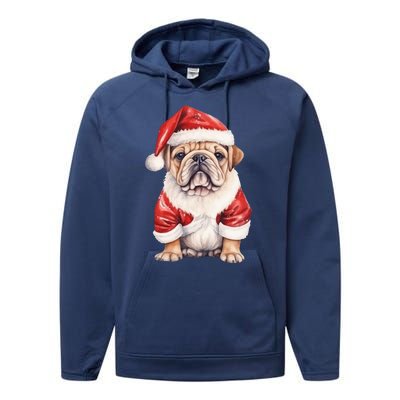 Christmas Pug Dog Cute Holiday Performance Fleece Hoodie