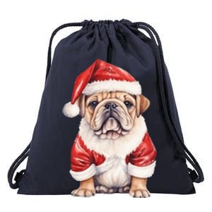 Christmas Pug Dog Cute Holiday Drawstring Bag