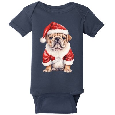 Christmas Pug Dog Cute Holiday Baby Bodysuit