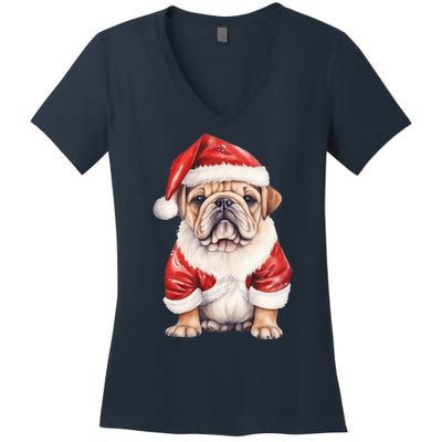 Christmas Pug Dog Cute Holiday Women's V-Neck T-Shirt