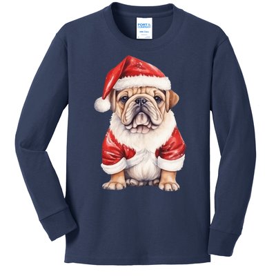 Christmas Pug Dog Cute Holiday Kids Long Sleeve Shirt