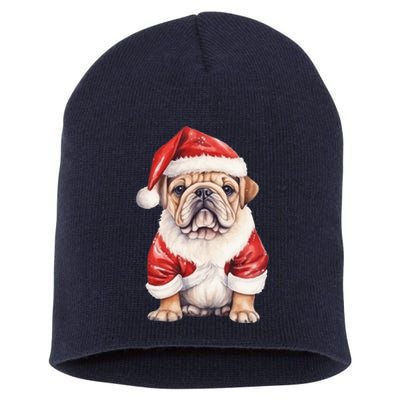 Christmas Pug Dog Cute Holiday Short Acrylic Beanie