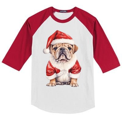 Christmas Pug Dog Cute Holiday Kids Colorblock Raglan Jersey