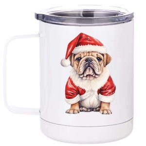 Christmas Pug Dog Cute Holiday 12 oz Stainless Steel Tumbler Cup