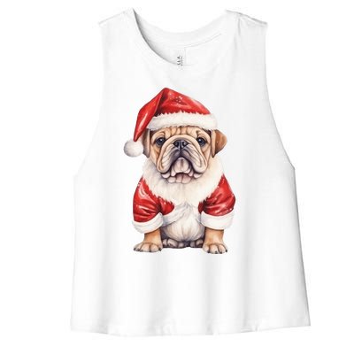 Christmas Pug Dog Cute Holiday Women's Racerback Cropped Tank