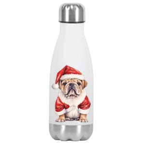 Christmas Pug Dog Cute Holiday Stainless Steel Insulated Water Bottle