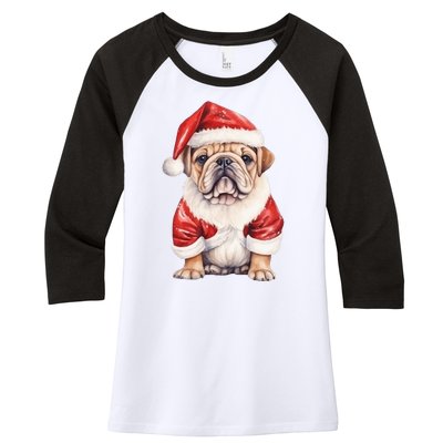 Christmas Pug Dog Cute Holiday Women's Tri-Blend 3/4-Sleeve Raglan Shirt