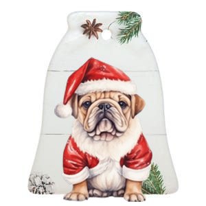 Christmas Pug Dog Cute Holiday Ceramic Bell Ornament