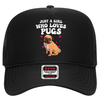 Cute Pug Design Dog Owner Puppy Pug Lover High Crown Mesh Back Trucker Hat