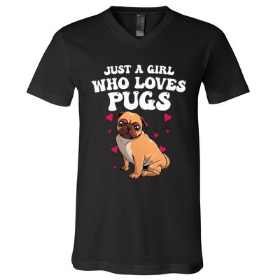 Cute Pug Design Dog Owner Puppy Pug Lover V-Neck T-Shirt