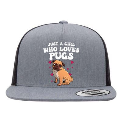 Cute Pug Design Dog Owner Puppy Pug Lover Flat Bill Trucker Hat