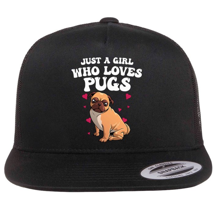 Cute Pug Design Dog Owner Puppy Pug Lover Flat Bill Trucker Hat