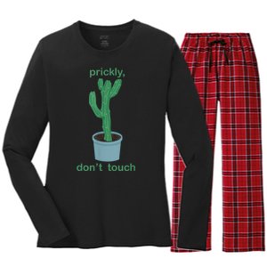 Cactus Prickly Don’T Touch Women's Long Sleeve Flannel Pajama Set 