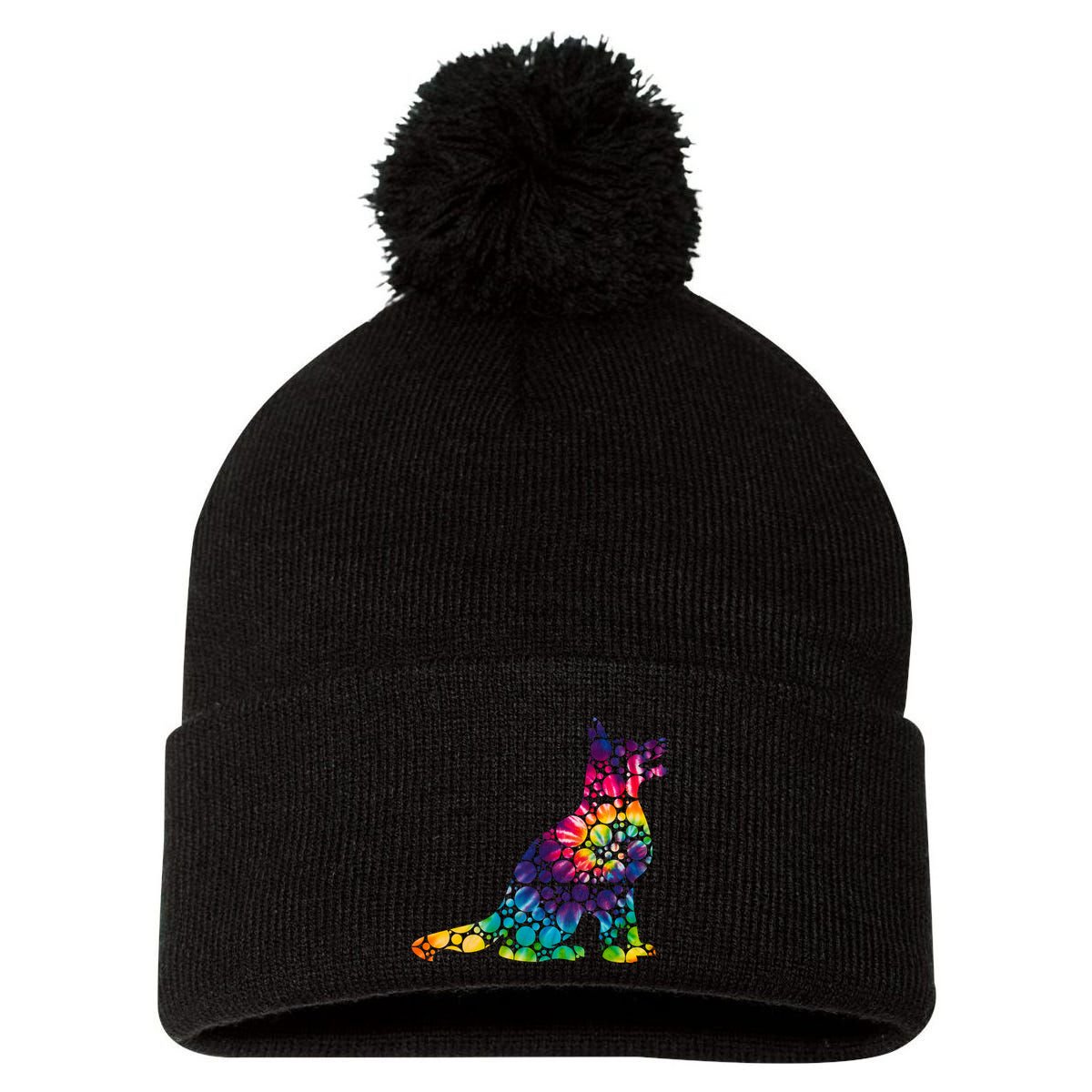 Colorful Polka Dots Dog International Dot Day Pom Pom 12in Knit Beanie