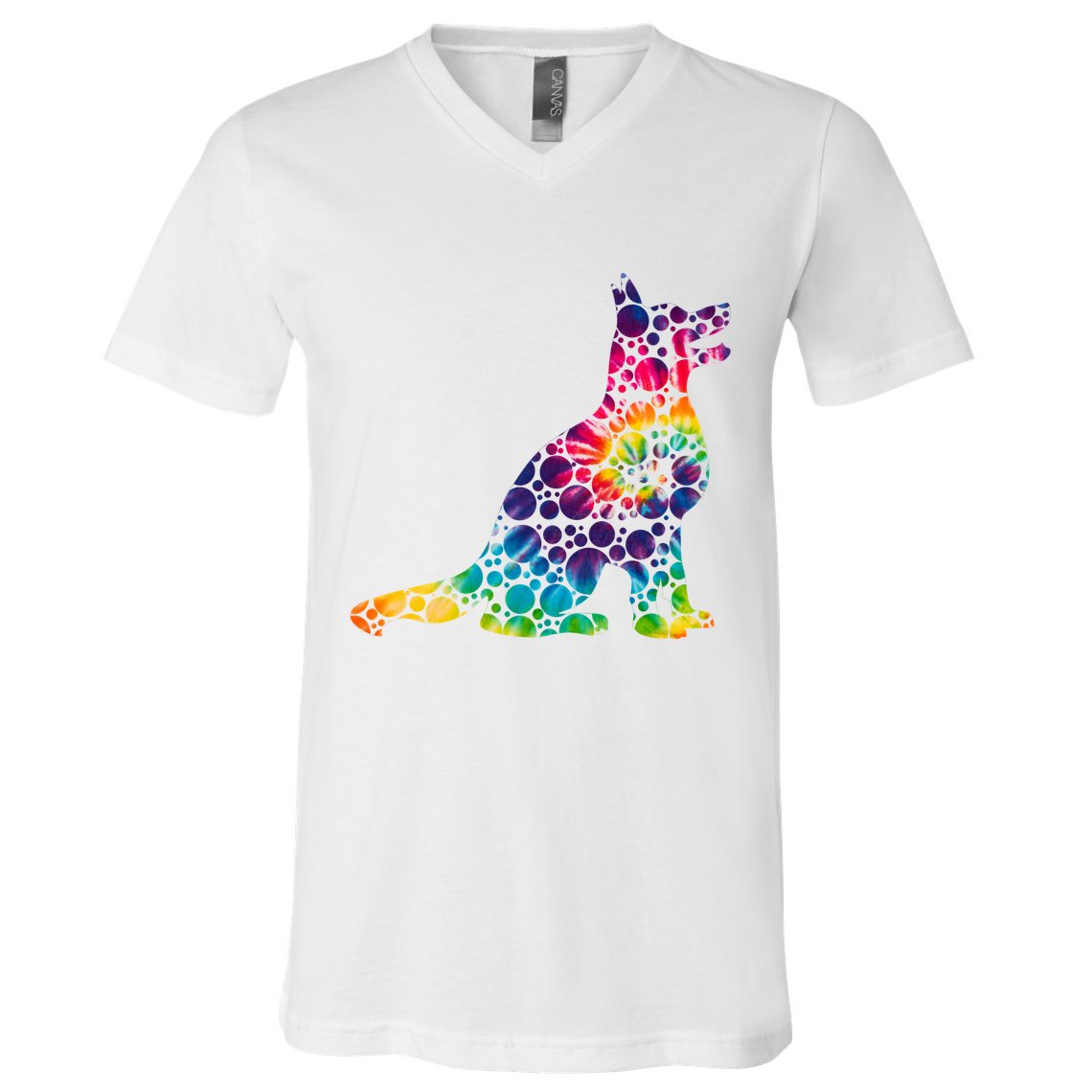 Colorful Polka Dots Dog International Dot Day V-Neck T-Shirt