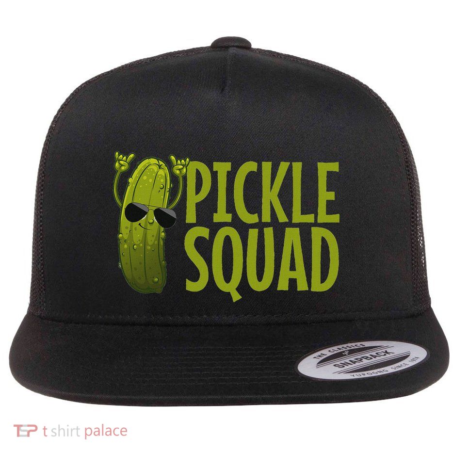 Cute Pickle Design Cucumber Pickle Lover Flat Bill Trucker Hat