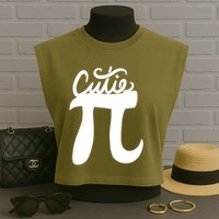 Cutie Pi Day Art Pi Symbol Garment-Dyed Women's Muscle Tee