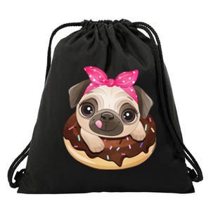 Cute Pug Donut Dog Drawstring Bag