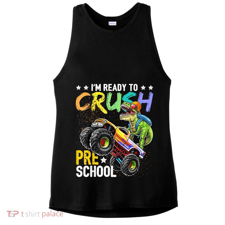 Crush Preschool Dinosaur Monster Truck Back To School Boy Ladies PosiCharge Tri-Blend Wicking Tank