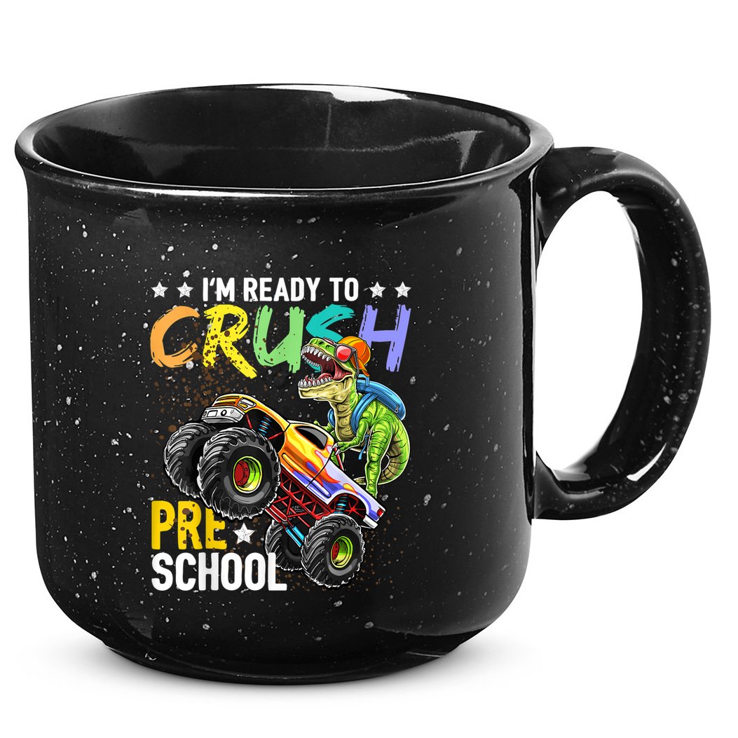 Crush Preschool Dinosaur Monster Truck Back To School Boy 15oz Campfire Ceramic Mug