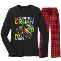 Crush Preschool Dinosaur Monster Truck Back To School Boy Women's Long Sleeve Flannel Pajama Set 