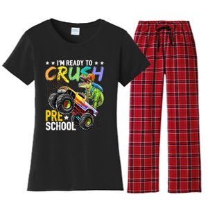 Crush Preschool Dinosaur Monster Truck Back To School Boy Women's Flannel Pajama Set