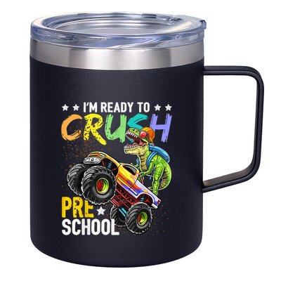 Crush Preschool Dinosaur Monster Truck Back To School Boy 12oz Stainless Steel Coffee Mug