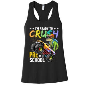 Crush Preschool Dinosaur Monster Truck Back To School Boy Women's Racerback Tank