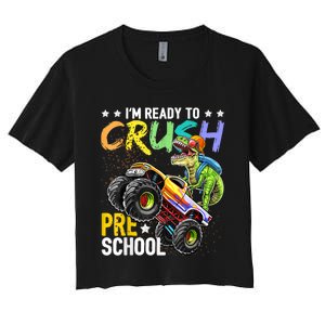 Crush Preschool Dinosaur Monster Truck Back To School Boy Women's Crop Top Tee