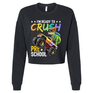 Crush Preschool Dinosaur Monster Truck Back To School Boy Cropped Pullover Crew