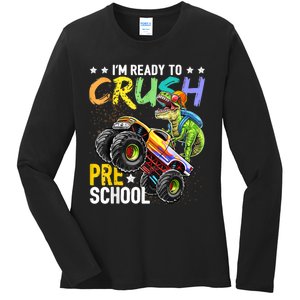 Crush Preschool Dinosaur Monster Truck Back To School Boy Ladies Long Sleeve Shirt