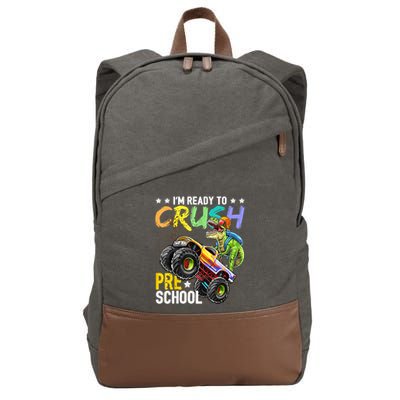 Crush Preschool Dinosaur Monster Truck Back To School Boy Cotton Canvas Backpack