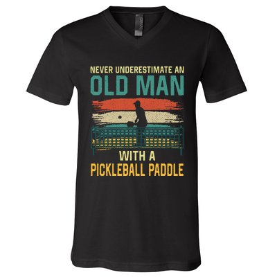 Cool Pickleball Design For Grandpa Pickleball Player V-Neck T-Shirt