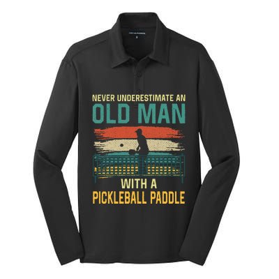 Cool Pickleball Design For Grandpa Pickleball Player Silk Touch Performance Long Sleeve Polo