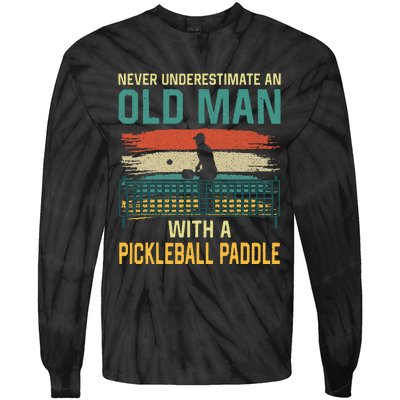 Cool Pickleball Design For Grandpa Pickleball Player Tie-Dye Long Sleeve Shirt