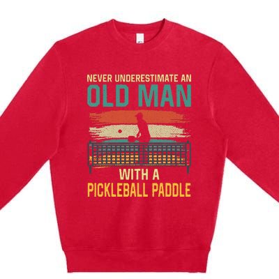 Cool Pickleball Design For Grandpa Pickleball Player Premium Crewneck Sweatshirt